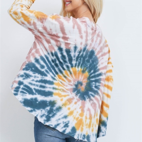 TEAL MUSTARD TIE DYE TOP - Picture 3 of 5